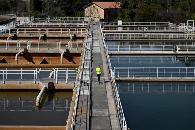 Bacias filtrantes do centro de produção de água potável de Sainte-Marthe, em Marselha, 15 de março de 2024.