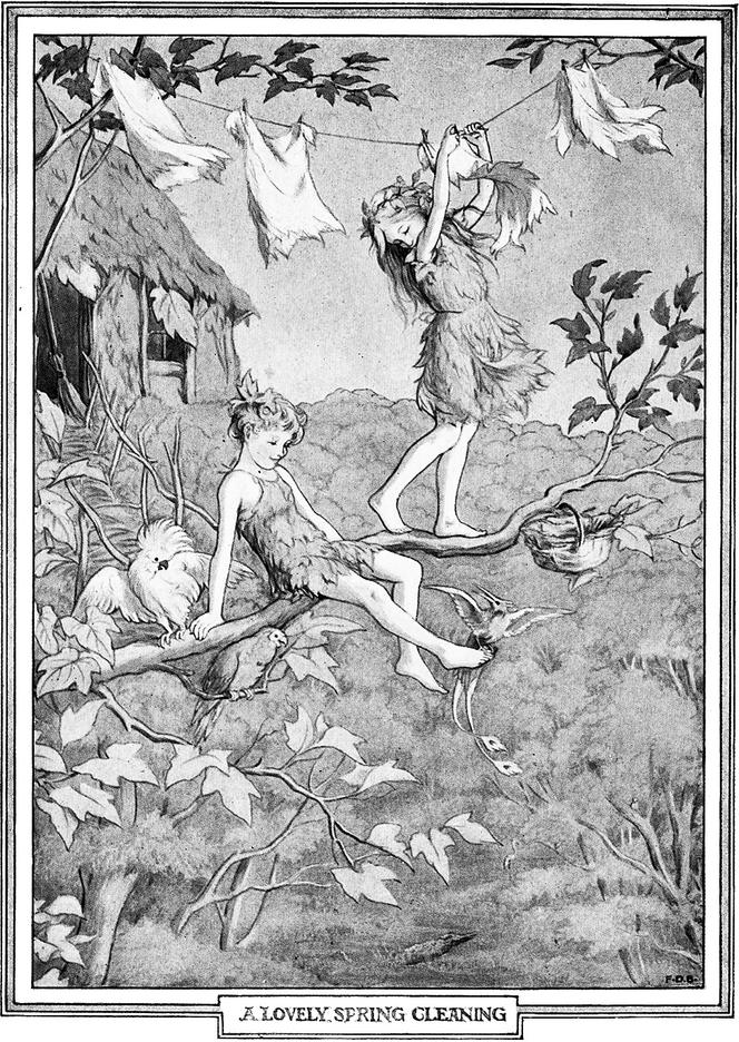 “Uma encantadora limpeza de primavera”: Peter Pan e Wendy. Gravura de Francis D. Bedford para “Peter and Wendy”, 1911