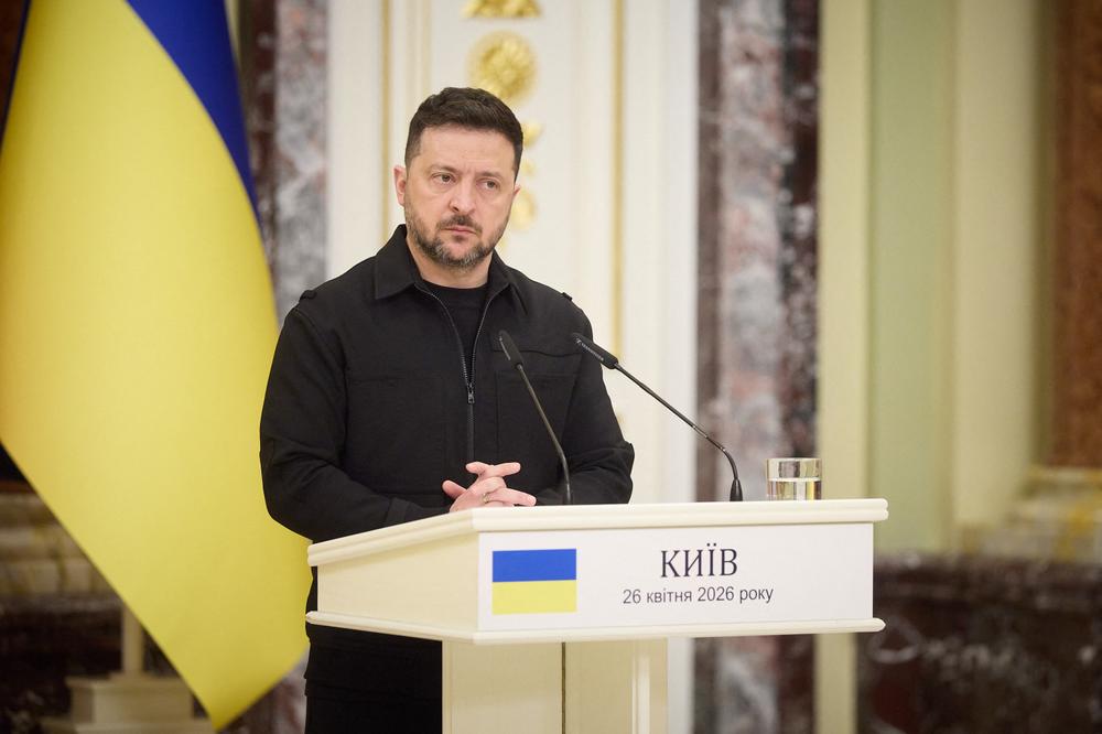 Le président ukrainien, Volodymyr Zelensky, à Kiev, le 26 avril 2026. - AFP