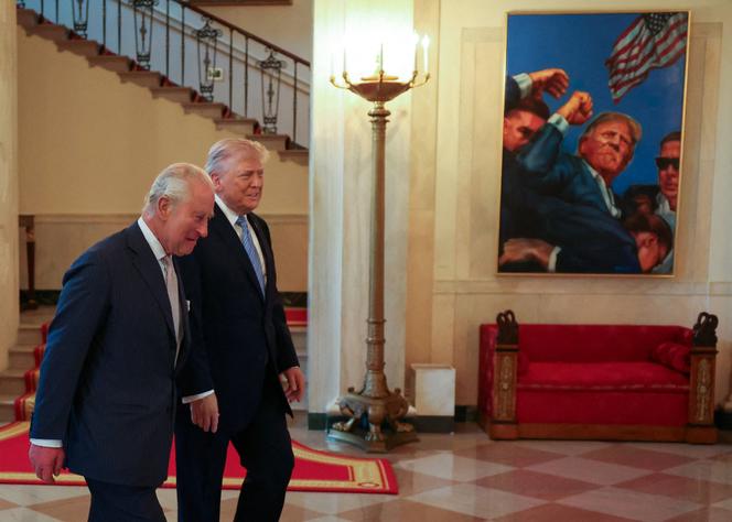 Carlos III e Donald Trump na Casa Branca em Washington em 27 de abril de 2026.