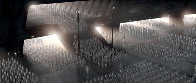 Cena de “Star Wars: Episódio II: Ataque dos Drones”, de George Lucas (2002), segunda obra em ordem cronológica da saga iniciada em 1977.