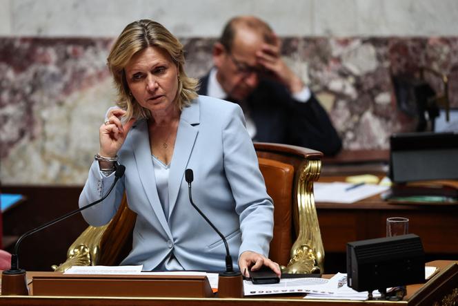 O Presidente da Assembleia Nacional Francesa, Yaël Braun-Pivet, na Assembleia Nacional, em Paris, 29 de abril de 2026.