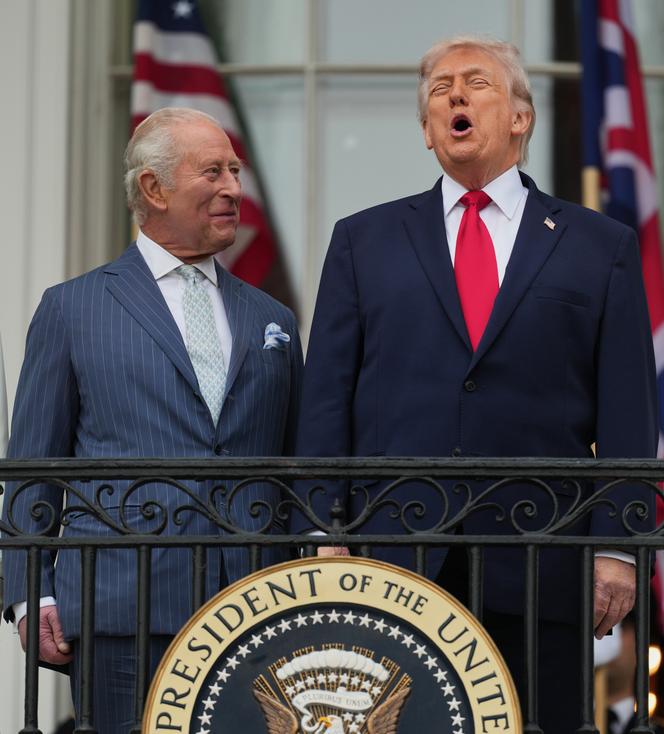Rei Carlos III e Donald Trump, na Casa Branca, terça-feira, 28 de abril de 2025.
