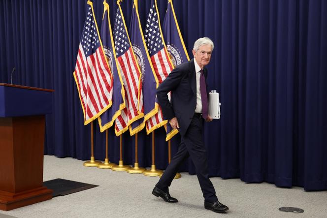 Jerome Powell, após a sua última conferência de imprensa na sede da Reserva Federal Americana, em Washington, 29 de abril de 2026.