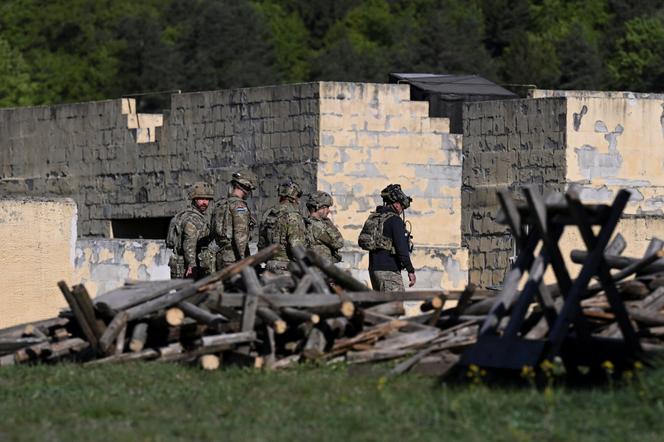 Soldados durante exercício na base americana de Hohenfels (Alemanha), 30 de abril de 2026.