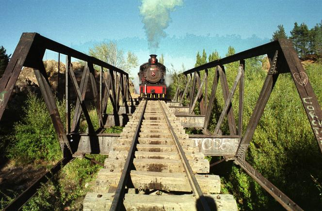 Le train à vapeur en activité entre Esquel et El Maiten, province de Chubut, en Patagonie argentine, en 1999.