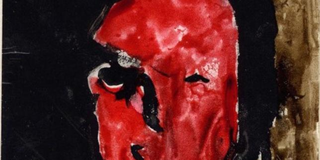 Autoportrait (encre de Chine sur papier photo, 1973).