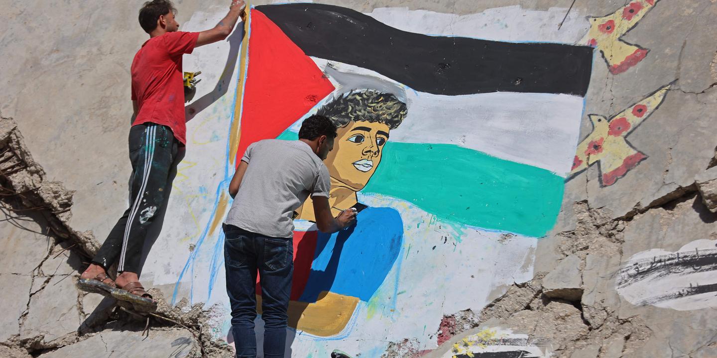Gaza : une fresque de Lamine Yamal brandissant le drapeau palestinien