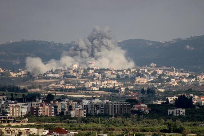 Smoke rising from buildings in southern Lebanon after Israeli airstrikes in April 2026