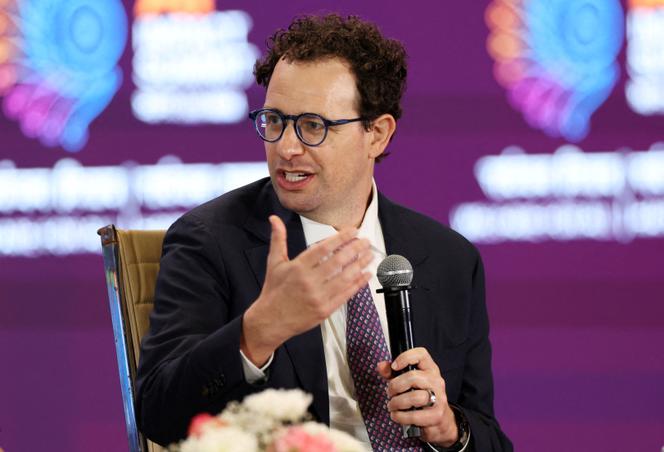 Le PDG d’Anthropic, Dario Amodei, au sommet sur l’intelligence artificielle AI Impact, à New Delhi, le 19 février 2026.