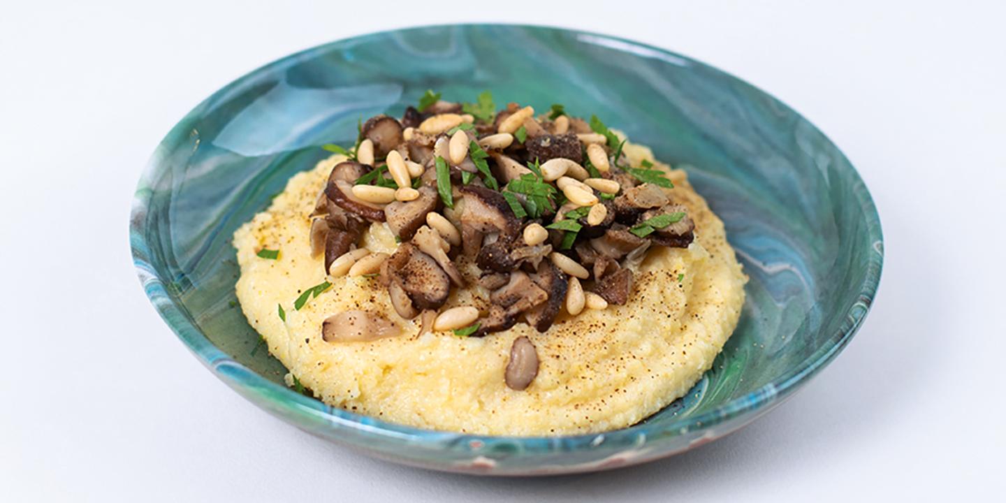 Polenta aux shiitakes : la recette d'Anne-Sophie Novel