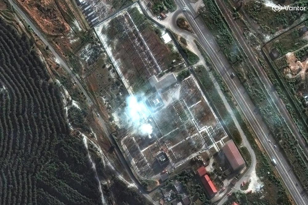 Vue satellite d’une station électrique visée par un bombardement ukrainien, près de Sébastopol, le 24 juin 2026. - VANTOR / VIA REUTERS