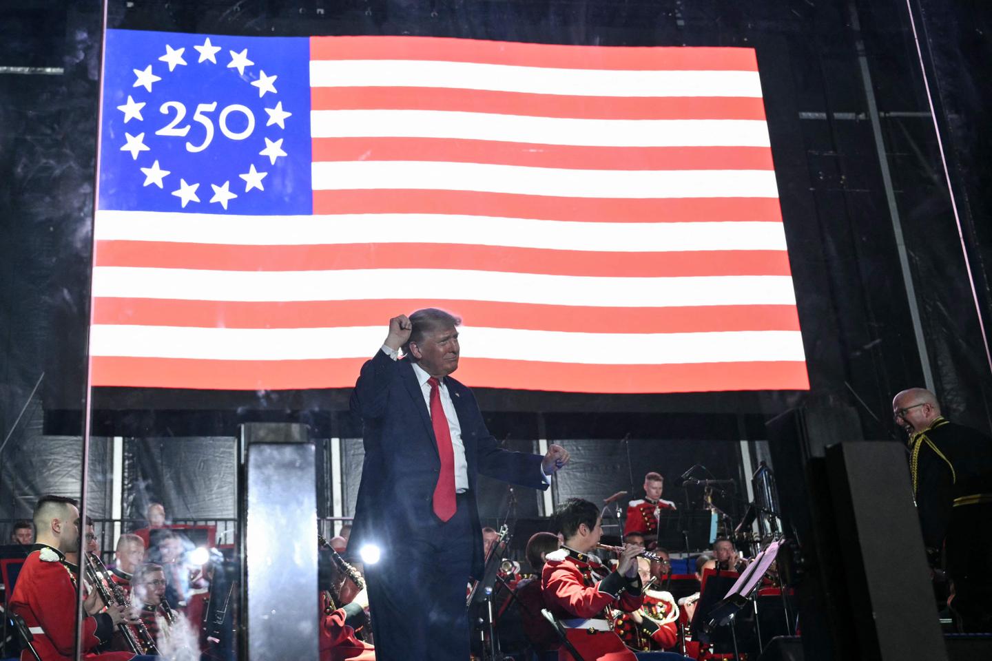 Trump uses the United States's 250th anniversary celebrations to celebrate himself