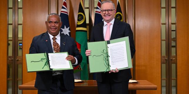 Australie et Vanuatu signent un accord excluant toute base militaire étrangère dans l’archipel