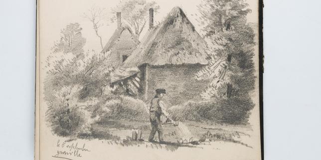 «&nbsp;Le Jardinier de Graville&nbsp;» (1856), carnet de dessins N&nbsp;°2, de Claude Monet.