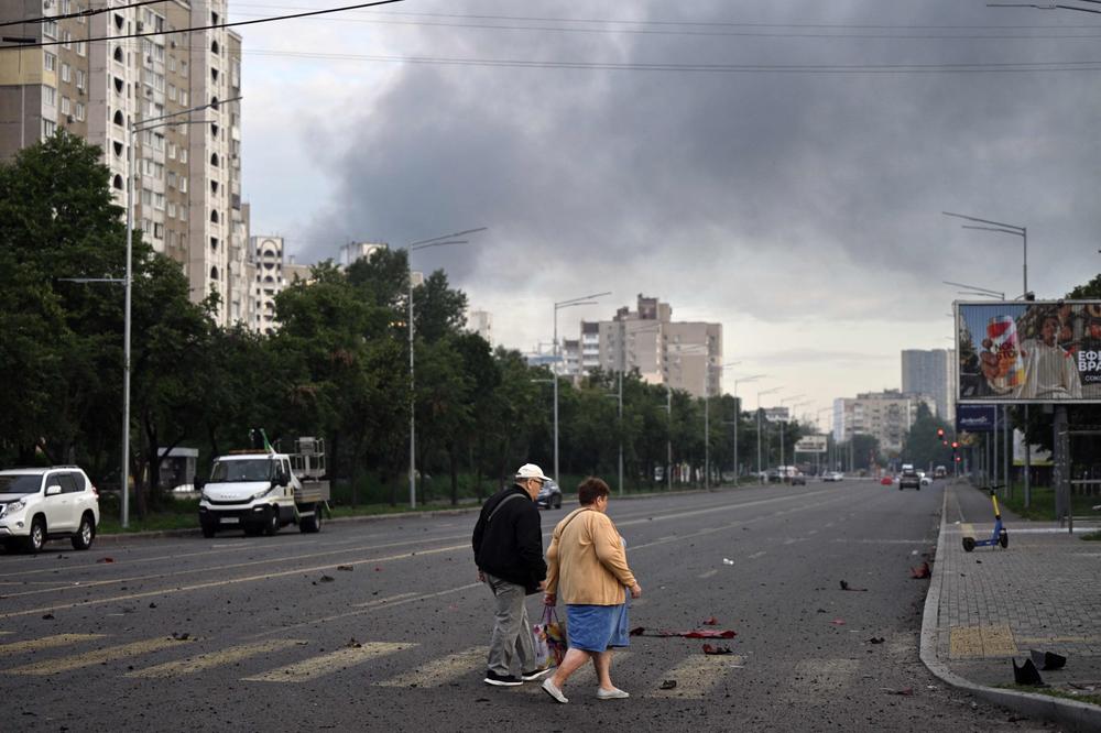 Après l’explosion d’un missile russe, à Kiev, le 11 juillet 2026. - GENYA SAVILOV / AFP