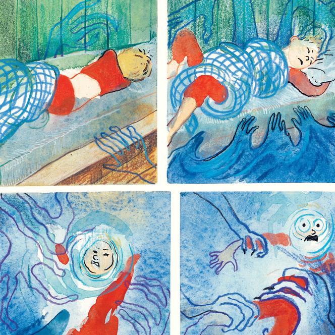 Cauchemar en couleurs éclatantes. Une planche de « Et puis la pluie », de Judith Vanistendael. - Le Lombard