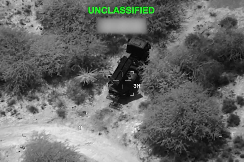 Du matériel militaire iranien pris pour cible dans un lieu non précisé, d’après une capture d’écran d’une vidéo fournie par l’armée américaine, le 23 juillet 2026. - U.S. CENTRAL COMMAND / VIA REUTERS