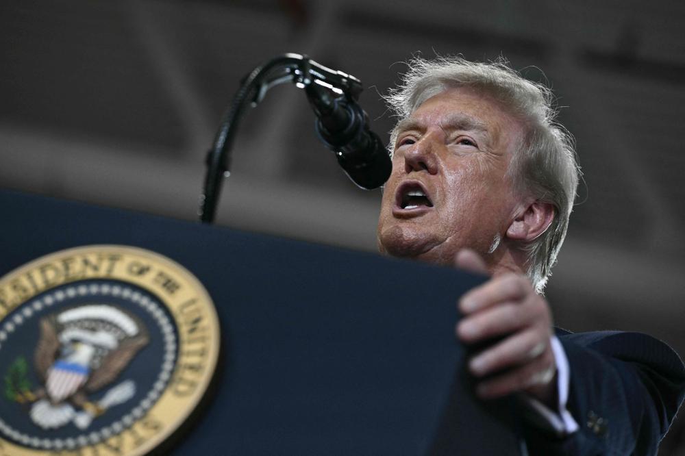 Le président américain, Donald Trump, prend la parole lors d’un évènement à Milford (Michigan), le 27 juillet 2026. - BRENDAN SMIALOWSKI/AFP