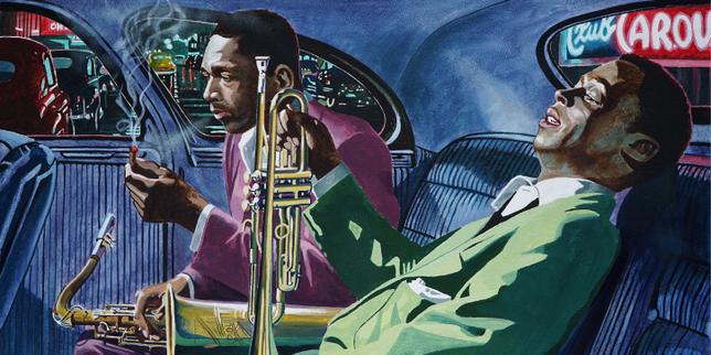 «&nbsp;Kind of Blue. Miles Davis and John Coltrane&nbsp;» (huile sur toile), de Jo King (2015).