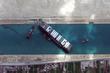 Image satellite montrant le porte-conteneurs « Ever-Given » en travers du canal de Suez, le matin du 28 mars 2021. 