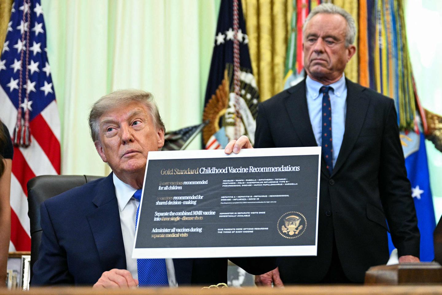 Presidente degli Stati Uniti Donald Trump firma un decreto che modifica le raccomandazioni vaccinali per i bambini, collegando l'autismo a una riduzione dei vaccini, immagine di approfondimento