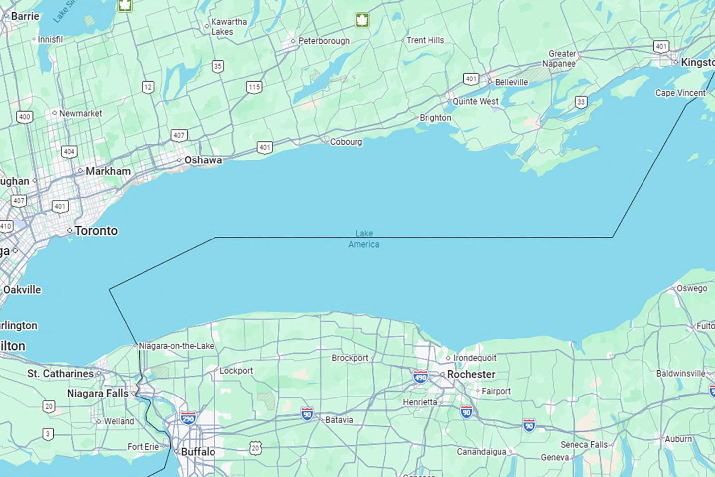 El lago Ontario pasa a llamarse «Lago de América» en Google Maps para usuarios de EE. UU.