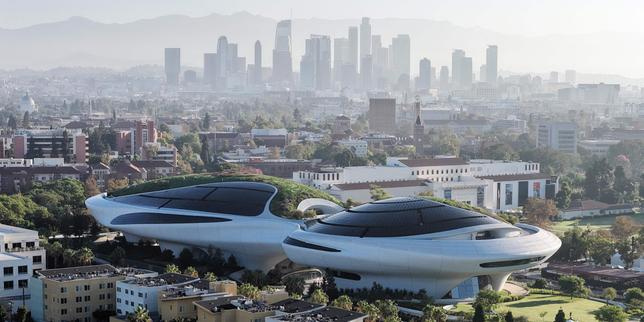 In Los Angeles, George Lucas unveils $1 billion spaceship museum