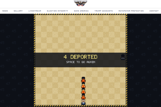 Capture d’écran du site de la Maison Blanche, sur lequel a été publié un jeu vidéo anti-migrants.