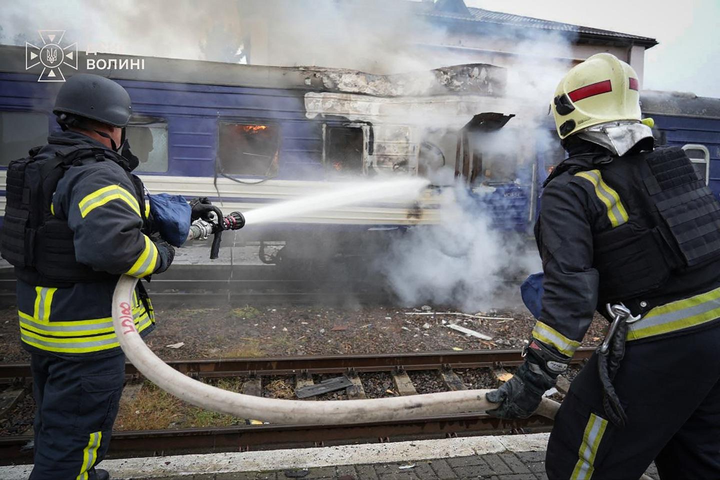 War in Ukraine: International outcry after Russian drone strikes train near border with Poland