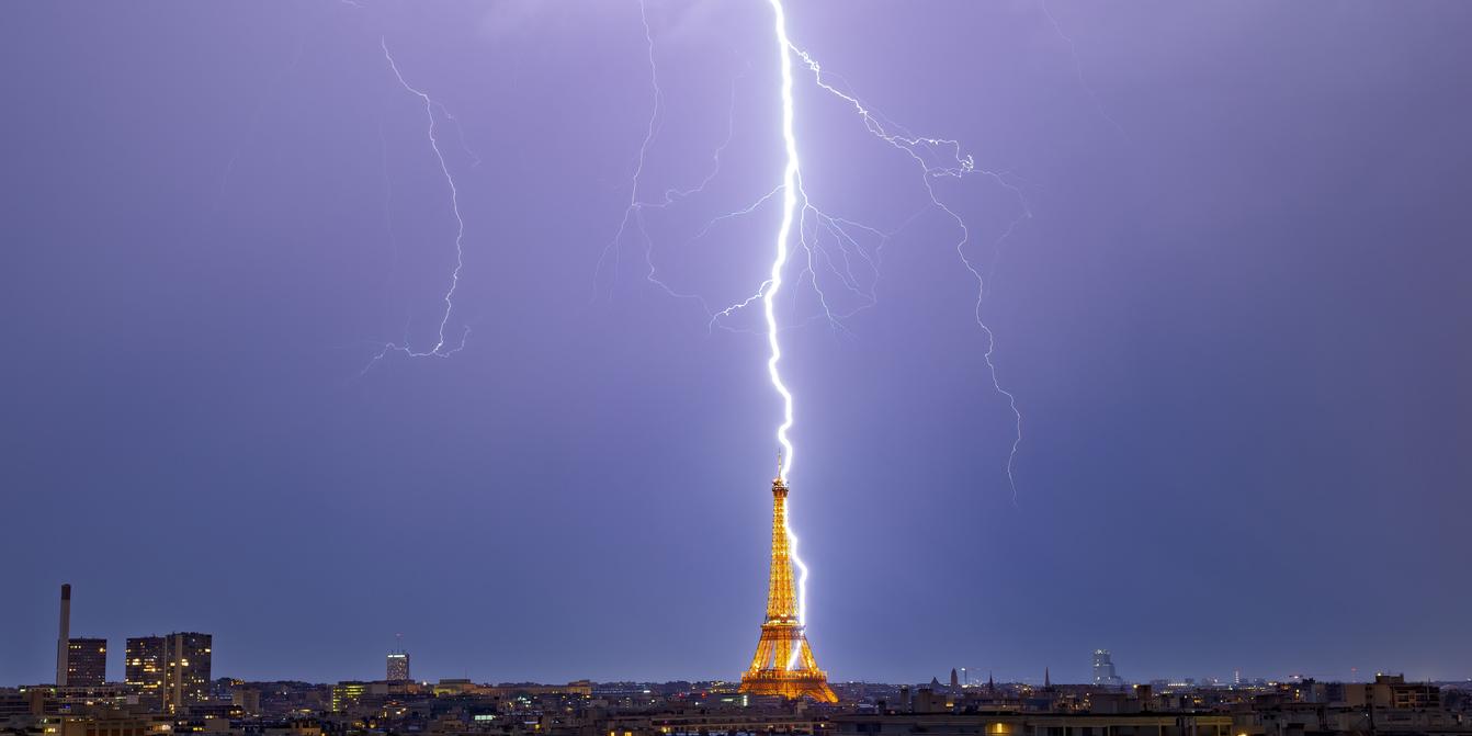 Storms brew over the Eiffel Tower