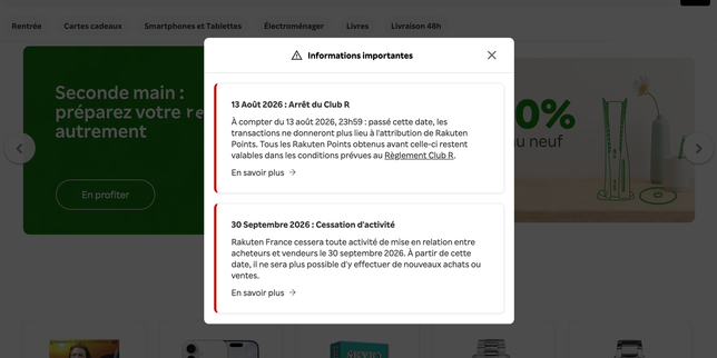 Rakuten France: The online sales site will cease operations from 1 October