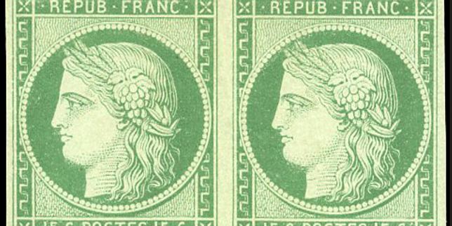 Marché du timbre : un bloc de quatre exemplaires du 15 centimes vert au type « Cérès » vendu à 120 000 euros