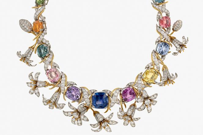 Le collier Jasmine, en platine, or jaune orné de diamants et saphirs (1962). - MUSÉE DES ARTS DÉCORATIFS DE PARIS