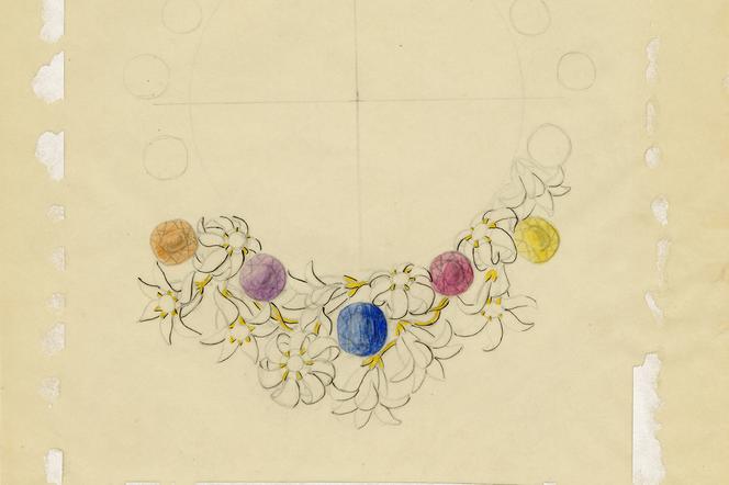 L’esquisse (1961) du collier Jasmine, de Jean Schlumberger. - MUSÉE DES ARTS DÉCORATIFS DE PARIS