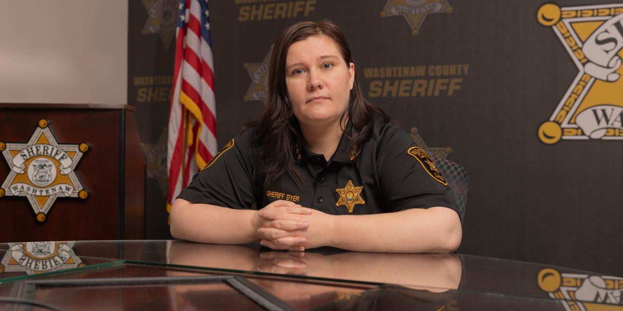 Portraits of Washtenaw County Sheriff Alyshia M. Dyer, who was elected in 2024 and took office as the first woman and youngest person to hold the position. Images made Monday, October 5, 2026, at the Washtenaw County Sheriff’s Office,