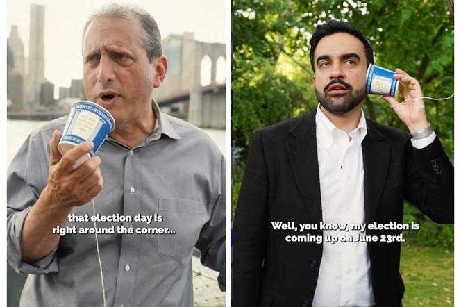 Des scènes de la vidéo de soutien de Zohran Mamdani (à droite) au candidat Brad Lander, conçue par Melted Solids. - CAPTURES ÉCRAN INSTAGRAM