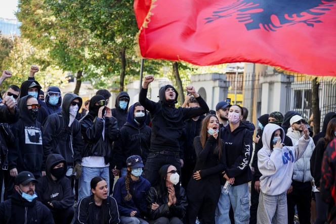 Lors d’une manifestation antigouvernementale d’étudiants à Tirana, en Albanie, le 16 octobre 2026. - LOUISA GOULIAMAKI/REUTERS