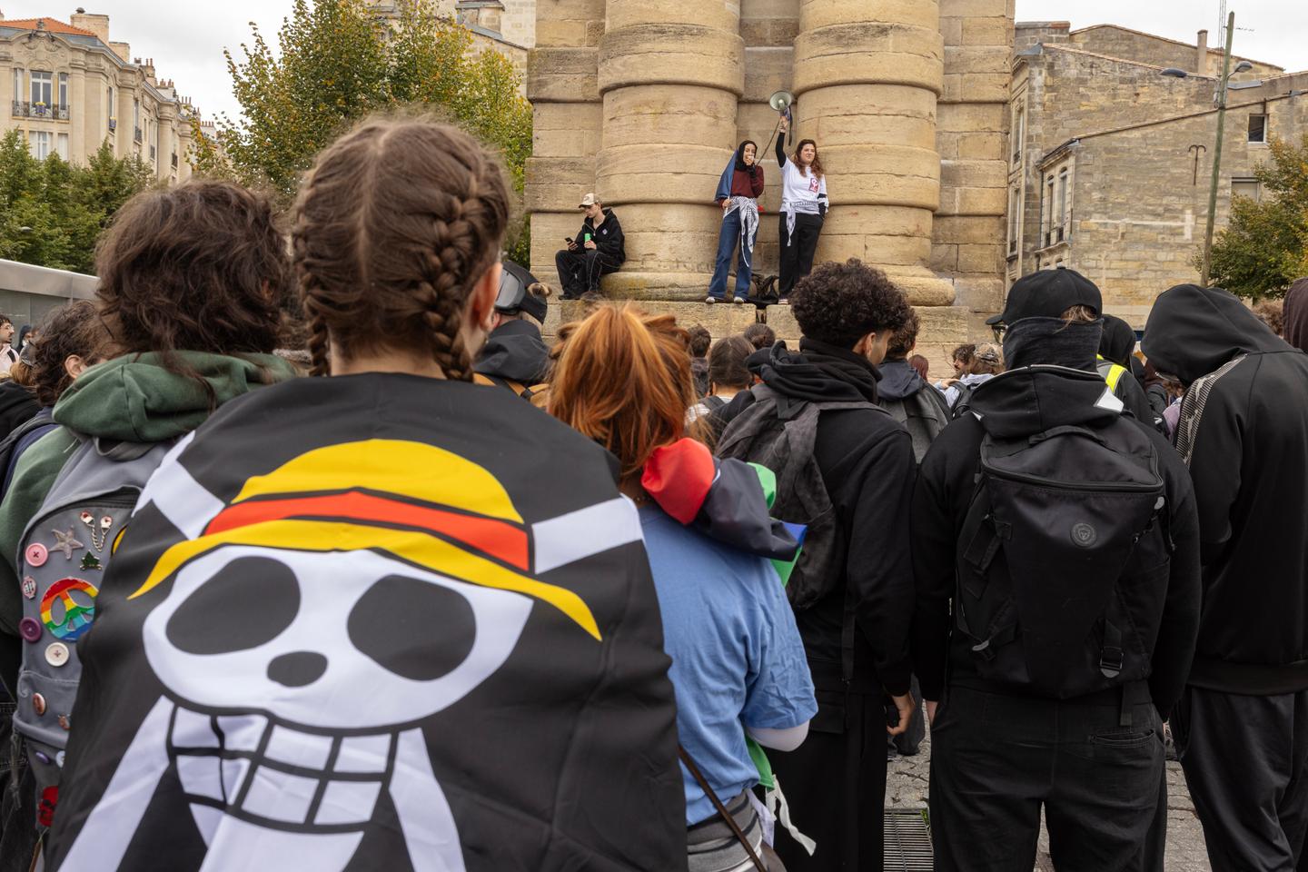 Manga characters appear as symbols at French protests