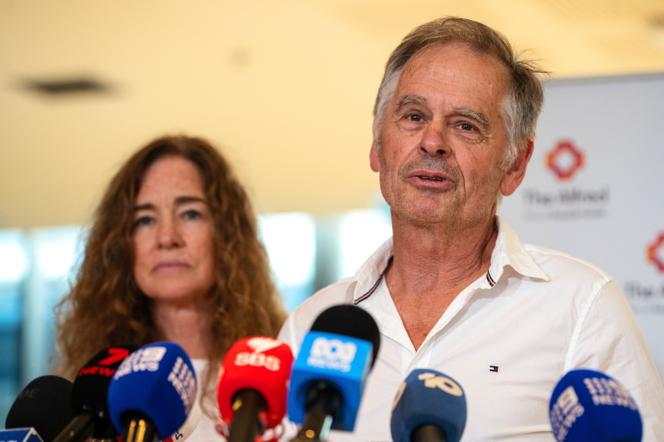 Phil Haines, husband of independent member of parliament Helen Haines, speaks to the media at the Alfred Hospital in Melbourne, Australia, October 21, 2026.  - /AAPIMAGE VIA AP
