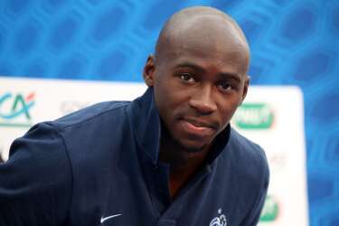 French defender Eliaquim Mangala gives a press conference in Clairefontaine-en-Yvelines, outside Paris on September 3, 2013  ahead of the WC2014 qualifying football match against Georgia and Belarus. AFP PHOTO / FRANCK FIFE