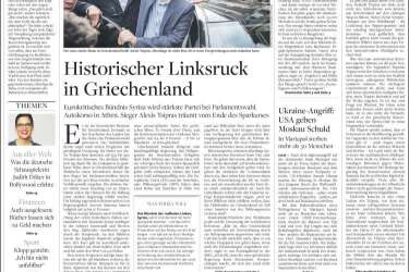  Sobre, le quotidien conservateur "Die Welt" se contente d'annoncer une victoire historique. Les dirigeants Allemands, favorable à l'application d'une politique de rigueur pour redresser les finances grecques, a scruté cette élection avec de nombreuses incertitudes.  